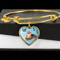 Toyger Cat Print Heart Pendant Bangle