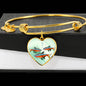 Neon Tetra Fish Print Heart Pendant Luxury Bangle