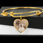 Cute Siberian Husky Print Luxury Heart Charm Bangle