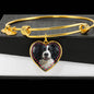 Border Collie Print Luxury Heart Charm Bangle