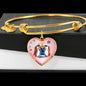 Basset Hound Dog Art Print Heart Pendant Bangle