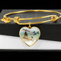 Glowlight Tetra Fish Print Heart Pendant Luxury Bangle