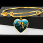 Lovely Parrot Print Heart Pendant Bangle