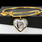 Charming Cat Art Print Heart Pendant Bangle
