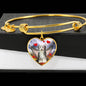 Bearded Collie Print Luxury Heart Charm Bangle