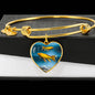 Butterfly Koi Fish Print Heart Pendant Luxury Bangle