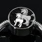 Cute Unicorn Print Circle Charm Steel Bracelet