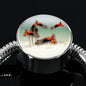 Lovely Common Molly Fish Print Circle Charm Steel Bracelet