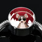 Chihuahua Print Circle Charm Steel Bracelet
