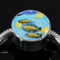 Afra Cichlid Fish Print Luxury Circle Charm Bracelet