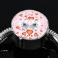 Maltese Dog Print Circle Charm Steel Bracelet