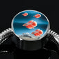 Siamese Fighting Fish Print Circle Charm Steel Bracelet