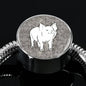 Cute Middle White Pig Print Circle Charm Steel Bracelet