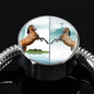 Lusitano Horse Print Circle Charm Steel Bracelet