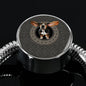 Basset Hound Dog Print Circle Charm Steel Bracelet