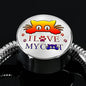 " I Love My Cat" Print Circle Charm Steel Bracelet