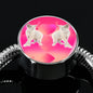 Devon Rex Cat Print Circle Charm Steel Bracelet
