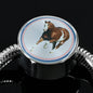 American Paint Horse Print Circle Charm Steel Bracelet