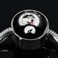 Siberian Husky Dog Print Circle Charm Steel Bracelet