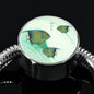 Angelfish Print Circle Charm Steel Bracelet