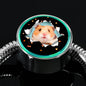 Syrian Hamster Print Circle Charm Steel Bracelet