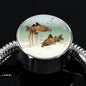 Corydoras Paleatus Fish Print Circle Charm Steel Bracelet
