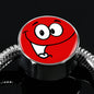 Smiley Face Print Circle Charm Steel Bracelet