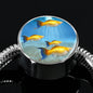 Common Molly Fish Print Circle Charm Steel Bracelet