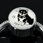 Shiba Inu Dog Print Circle Charm Steel Bracelet