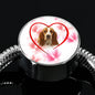 Basset Hound Print Circle Charm Bracelet