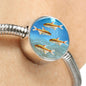 Glowlight Tetra Fish Print Circle Charm Steel Bracelet