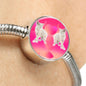 Devon Rex Cat Print Circle Charm Steel Bracelet
