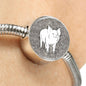 Cute Middle White Pig Print Circle Charm Steel Bracelet