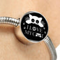 " I Love My Cat" Black Print Circle Charm Steel Bracelet