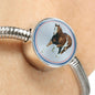 American Paint Horse Print Circle Charm Steel Bracelet