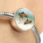 Corydoras Paleatus Fish Print Circle Charm Steel Bracelet