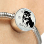 Shiba Inu Dog Print Circle Charm Steel Bracelet