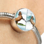 Lusitano Horse Print Circle Charm Steel Bracelet