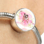 Bulldog Print Circle Charm Steel Bracelet
