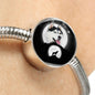 Siberian Husky Dog Print Circle Charm Steel Bracelet