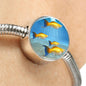 Common Molly Fish Print Circle Charm Steel Bracelet