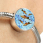 Green Swordtail Fish Print Circle Charm Steel Bracelet