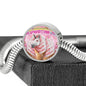 Creamy Unicorn Print Circle Charm Steel Bracelet