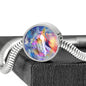 Friesian Horse Print Circle Charm Steel Bracelet