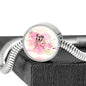 Bulldog Print Circle Charm Steel Bracelet