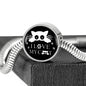 " I Love My Cat" Black Print Circle Charm Steel Bracelet