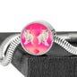 Devon Rex Cat Print Circle Charm Steel Bracelet