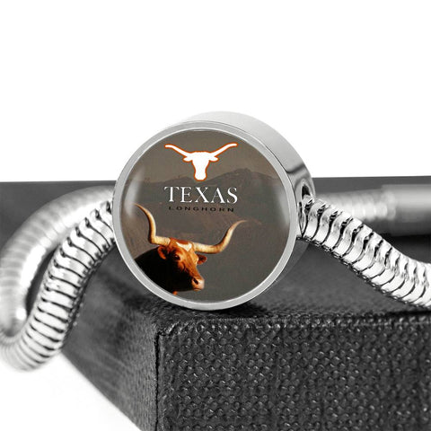 Texas Longhorn Cattle (Cow) Print Circle Steel Bracelet