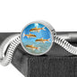 Glowlight Tetra Fish Print Circle Charm Steel Bracelet