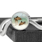 Corydoras Paleatus Fish Print Circle Charm Steel Bracelet